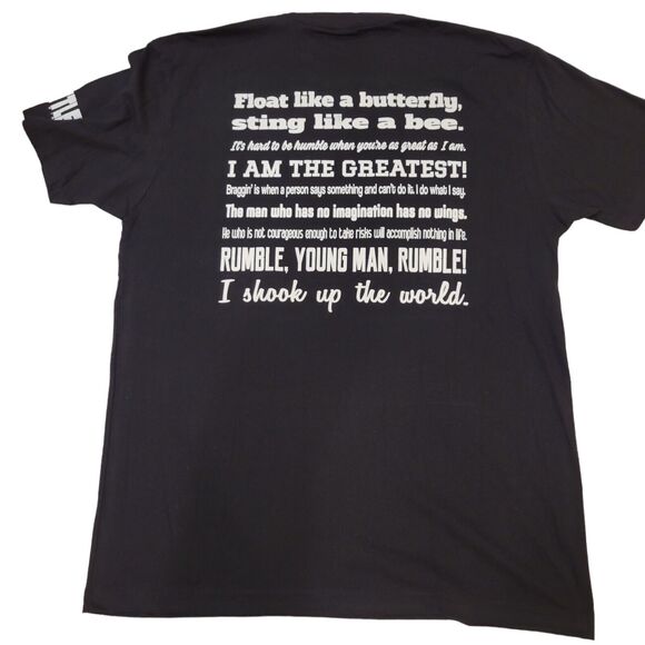 Large Muhammad Ali Premium Black Title Boxing Legacy Quotes T-shirt NWOT - Picture 2 of 6